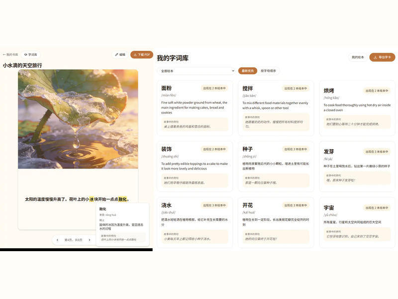 Learn words through stories